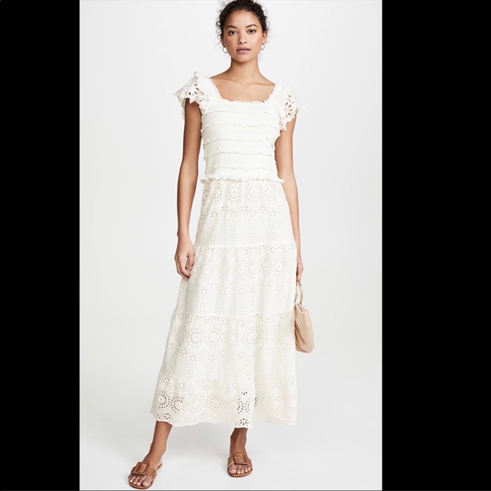 Sea Smocked White Eyelet Maxi Dress